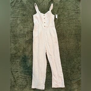 Old Navy Light Beige Jumpsuit with Button Accents